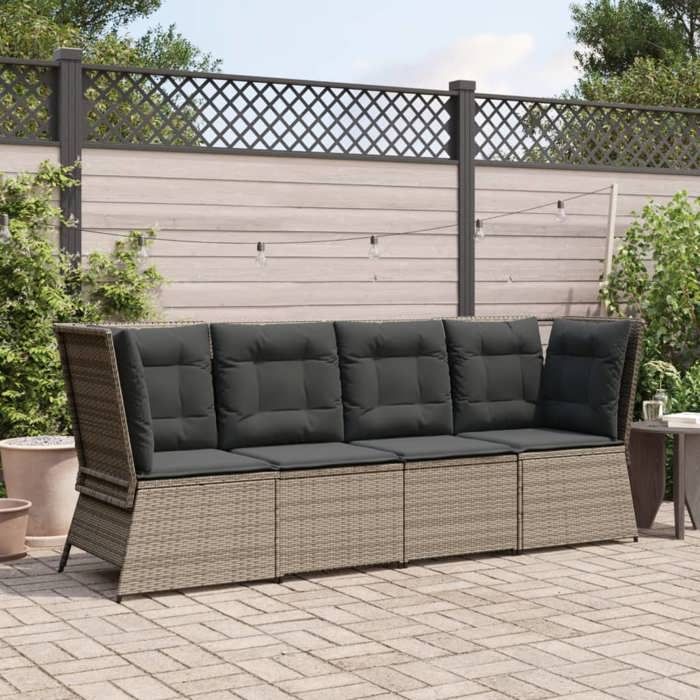 VidaXL Garden Corner Sofa with Gray Cushions Wicker, Garden Corner Sofa, Garden Corner Seat, Sofa 368984