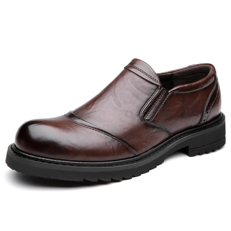 Men's Genuine Cow Leather Shoes Business Casual Shoes With Triple-Stitched Soles For Middle-Aged And Elderly Men