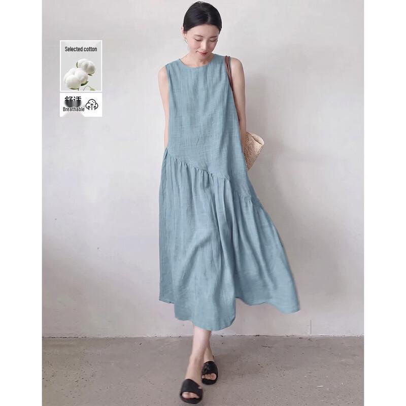 Demana Summer Elegant Linen Blend A-Line Dress S