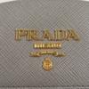 Excellent PRADA Card Case Metal logo pass case/business card holder beige Safiano leather Used
