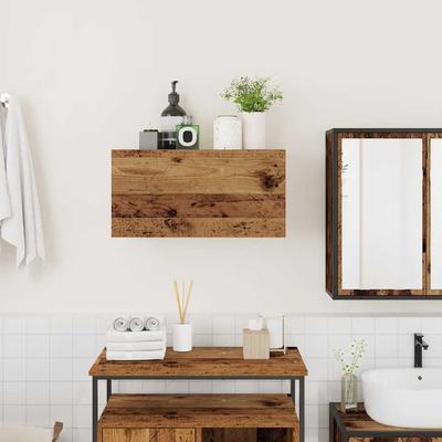 Bathroom Wall Cabinet Rustic Wood Look 60 X 25 X 30 Cm Engineered Wood