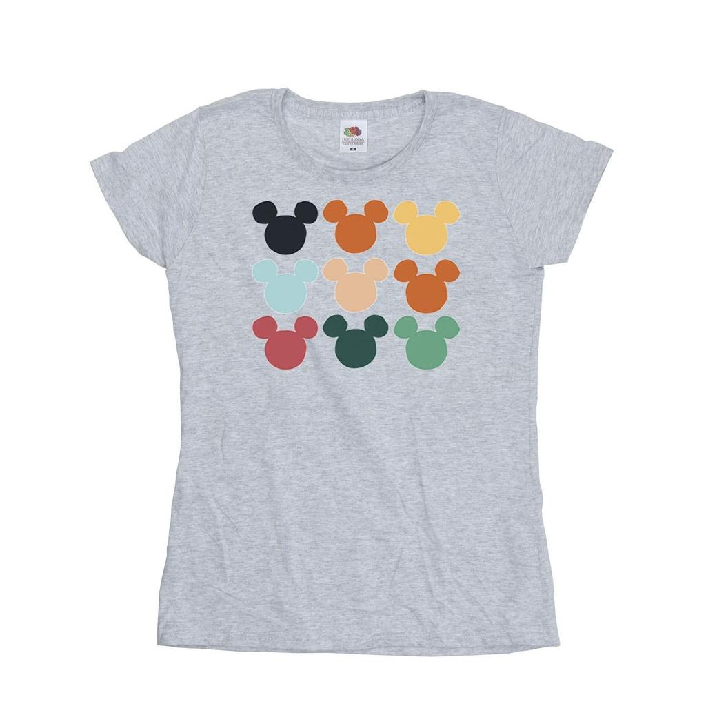 Disney Quadratisches Baumwoll-T-Shirt mit Mickey-Mouse-Köpfen für Damen