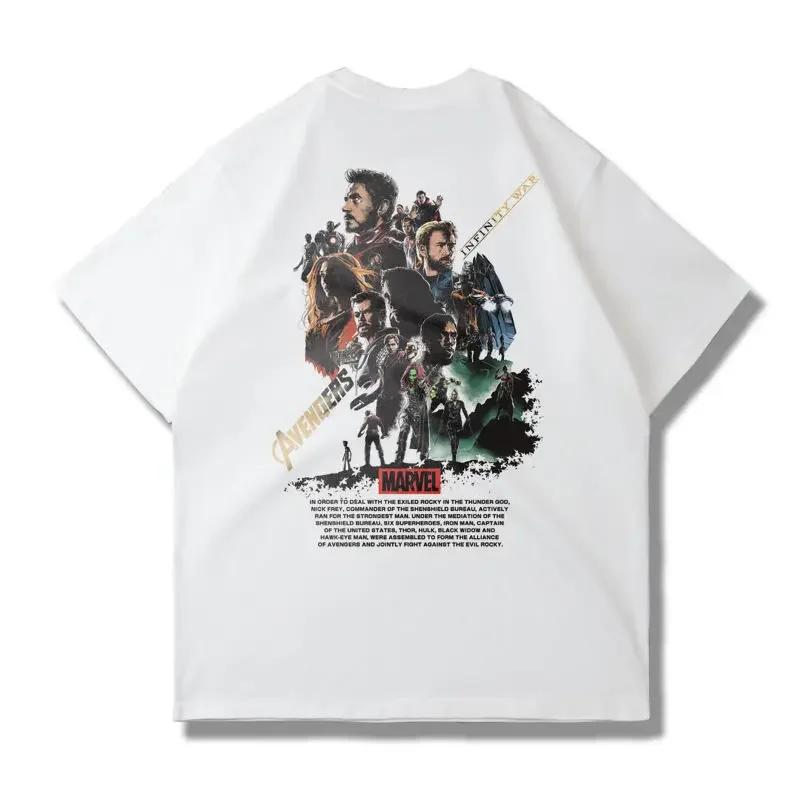 

New Marvel Beauty Marvel Collaborated Avengers ShortSleeved Shirt LooseFitting Mens and Womens Tops 4XL