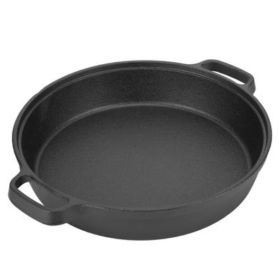 Poêle à crêpes épaisse de 25 cm, poêle à fond plat en fonte, poêle à frire de cuisine à 2 poignées pour la maison