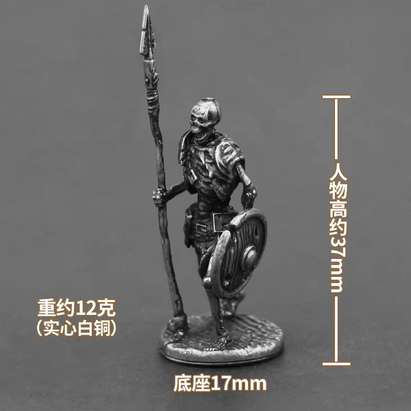 Ancient Medieval Legion Swordman Undead Skeleton Warrior Action Figures Metal Copper Model Armor Figurine Miniature Ornament Toy