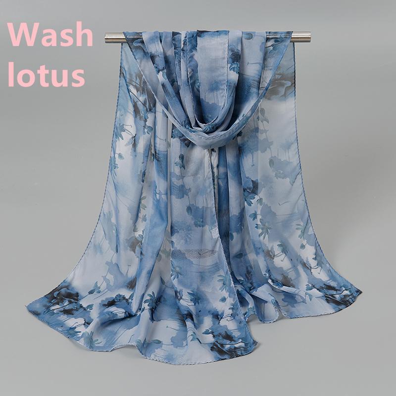 150*50cm New Floral Printed Scarf Women Long Shawl Spring Thin Georgette Hijab Beautiful Flower Pareos Beach Sunscreen Shawl