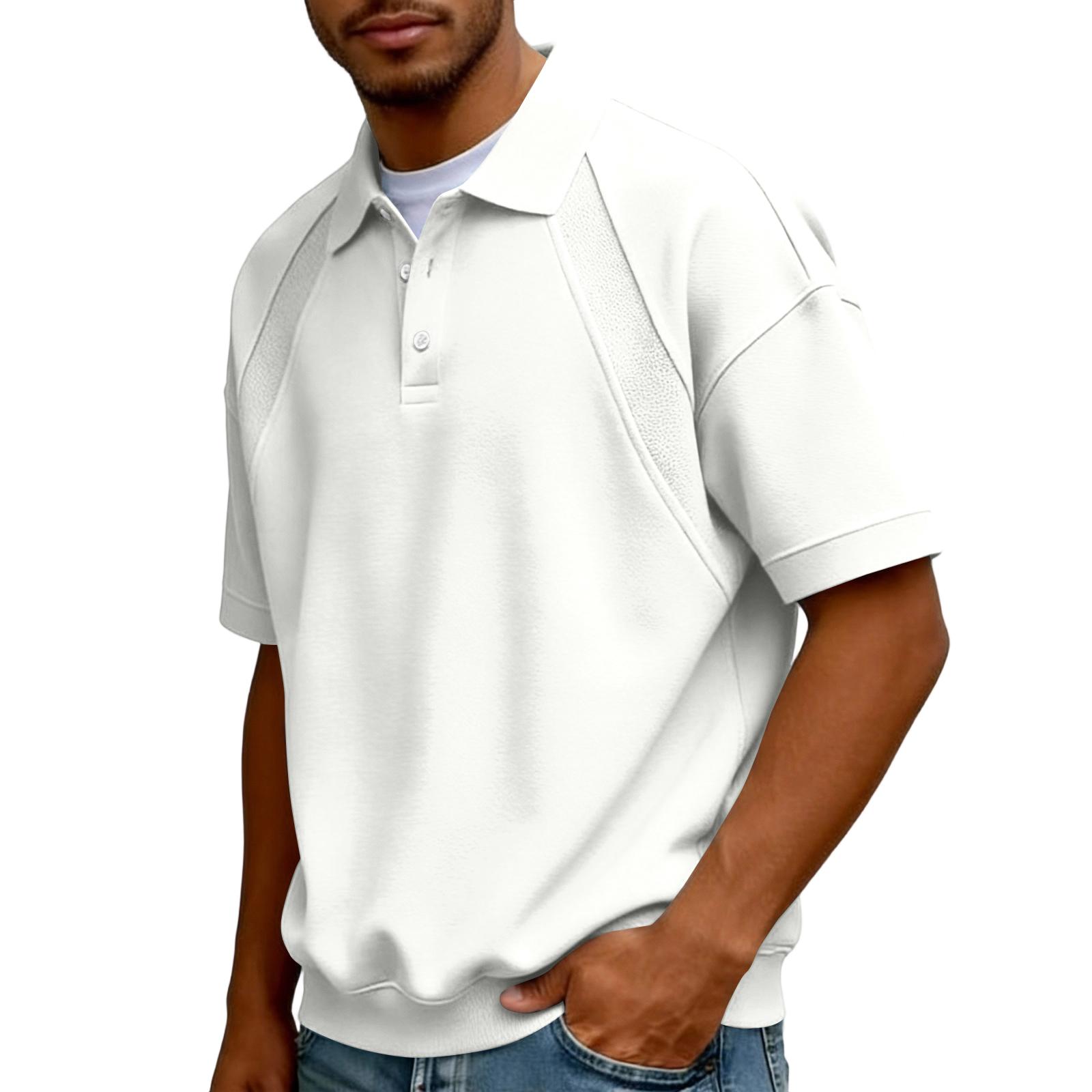 Men s  Collar Buttoned Casual Loose-fitting Pullover Short-sleeved Shirt XL