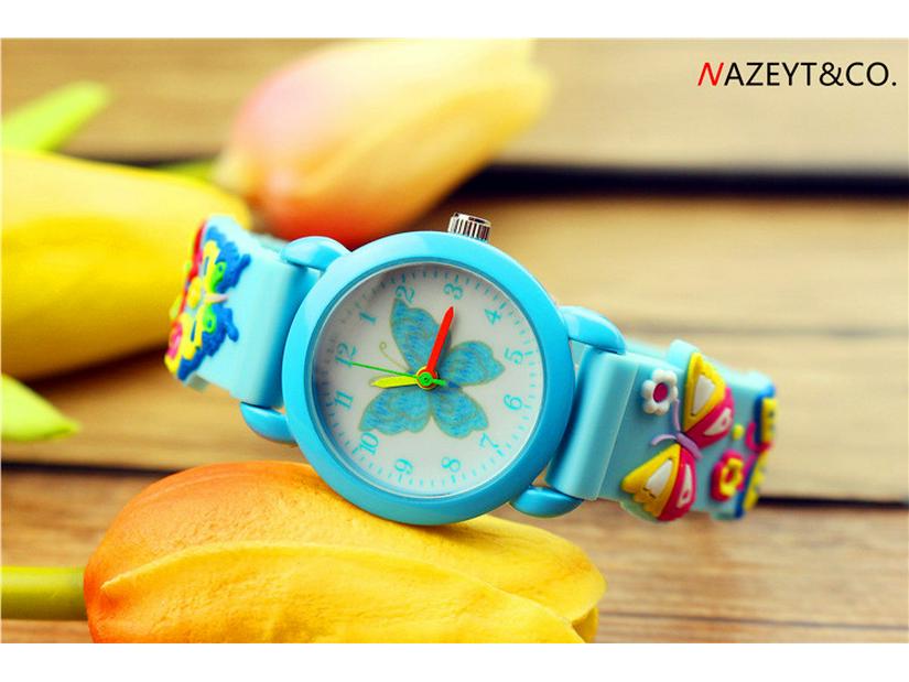 3D Kids' Quartz Butterfly Watch - Silicone Band for Elementary Students