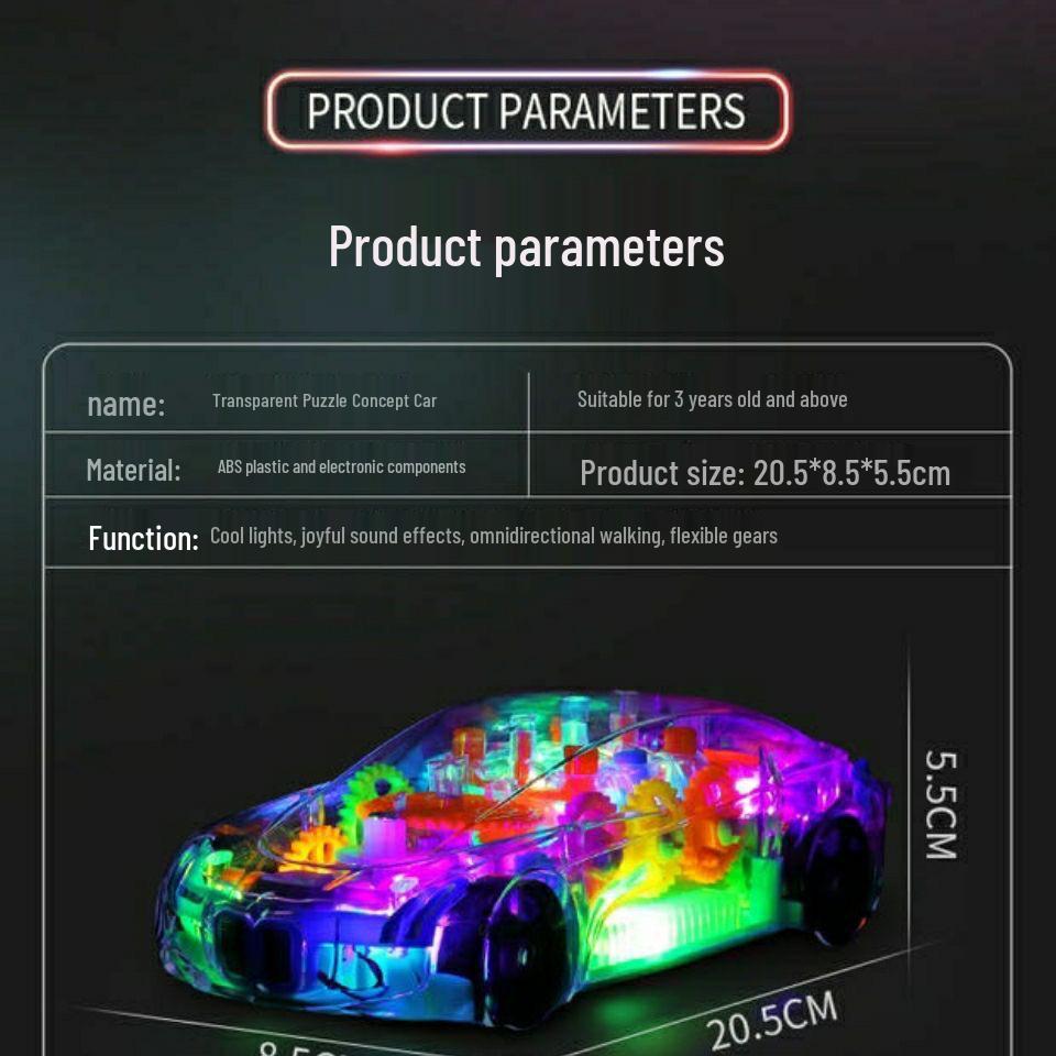 Universal Transparent Electric Toy Set: Racing Car, Train & Helicopter with Lights & Music for Children's Birthday Gift