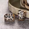 Retro Leopard Print Hoop Earrings for Women - Micro-Paved Black Synthetic Zirconia & Cubic Synthetic Zirconia, Nickel-Free Copper Jewelry