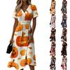 Women’s V Neck Short Sleeve Casual Dress with and Floral Print for Halloween Costumes Halloween Costumes Outfits Halloween Costumes Party Wear