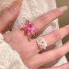 Flower Stacked Flower Ring for Women In Early Spring Countryside Style Elastic Beaded Finger Ring