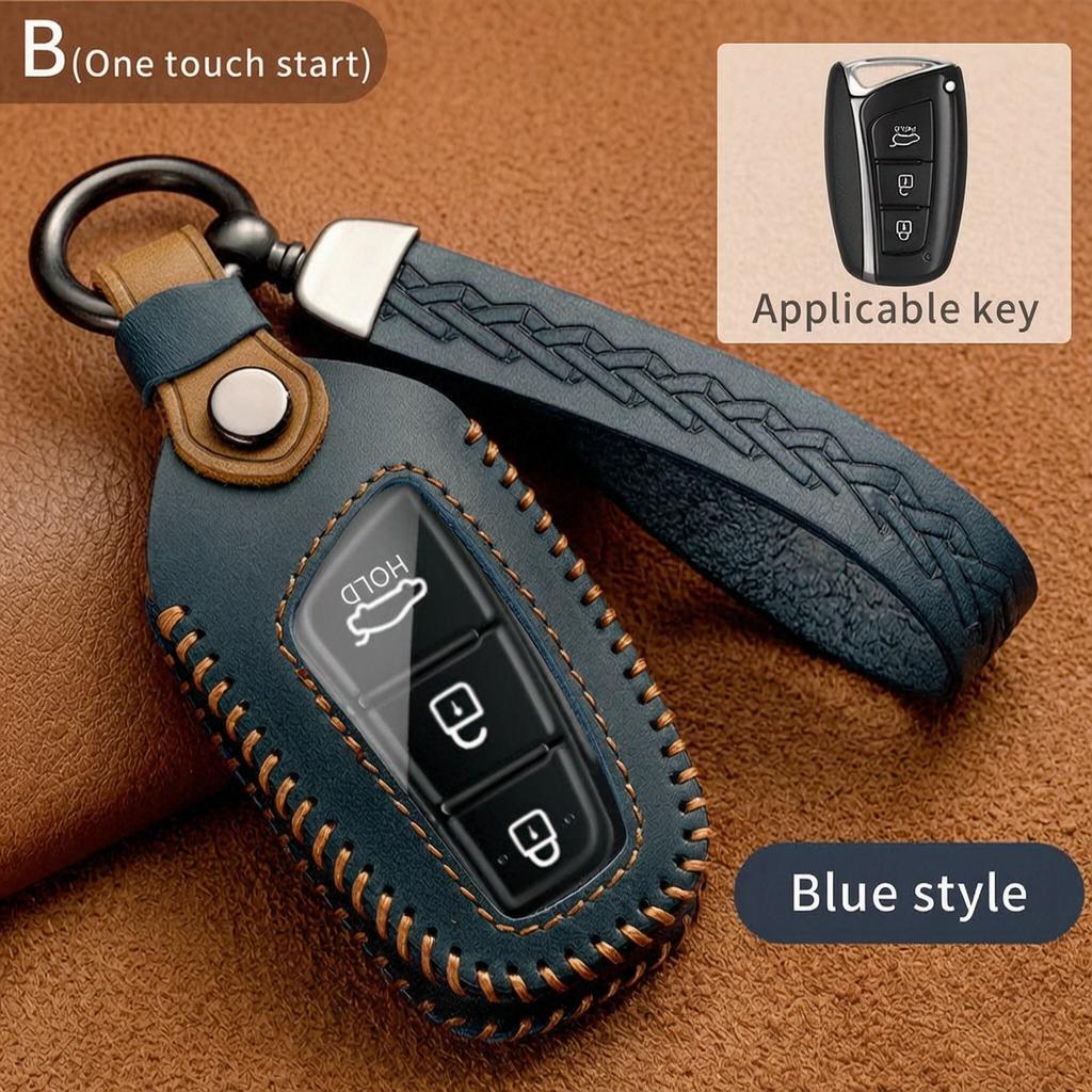 Leather Smart Key Fob Cover For Hyundai Sonata Tucson Santa Fe Elantra Palisade Kia K5 K3 Sportage Sorento Carnival Key Case