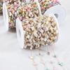 1Meter Stainless Steel Natural Shell Chains Colorful Heart Round Beaded Chains for DIY Necklace Bracelet Jewelry Making Supplies