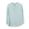 Women's Polo Neck Long Sleeve Regular Fit Top Casual Solid Button Front Plus Size Blouse