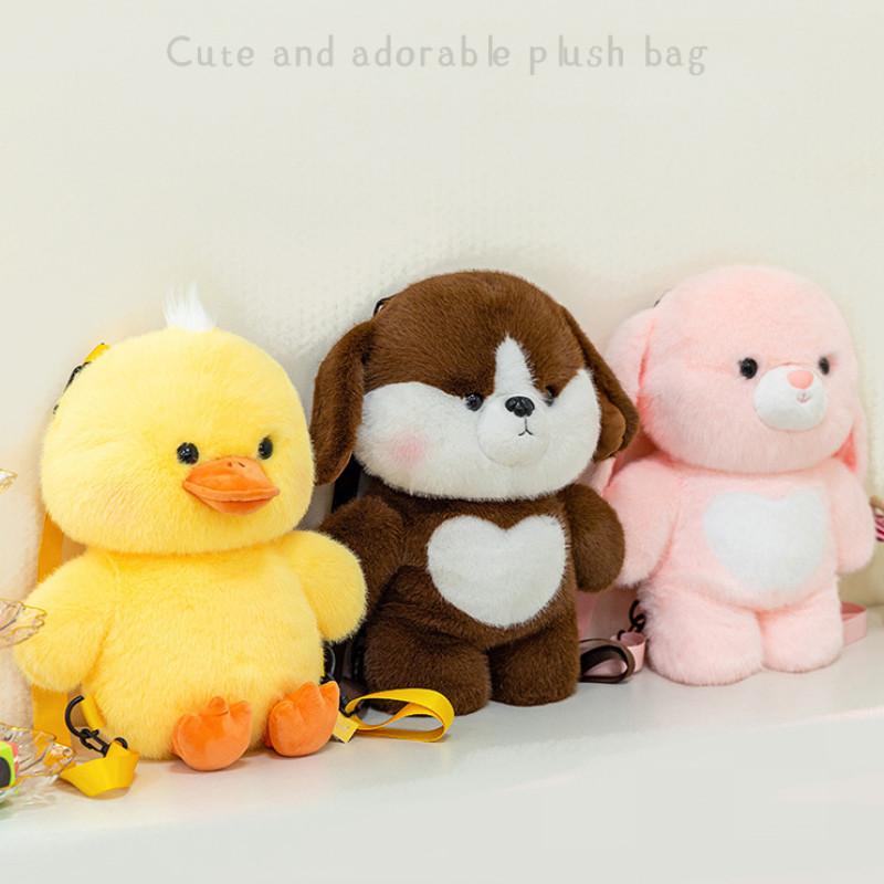 Cute Cartoon Dog Capybara Duck Plush Toy Backpack For Kids And Giftgiving