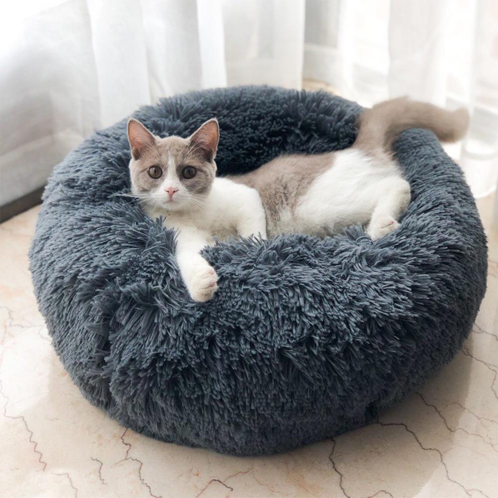 Pet Soft Plush Round Bed Dogs Cats Warm Comfortable Washable Cushion Bed