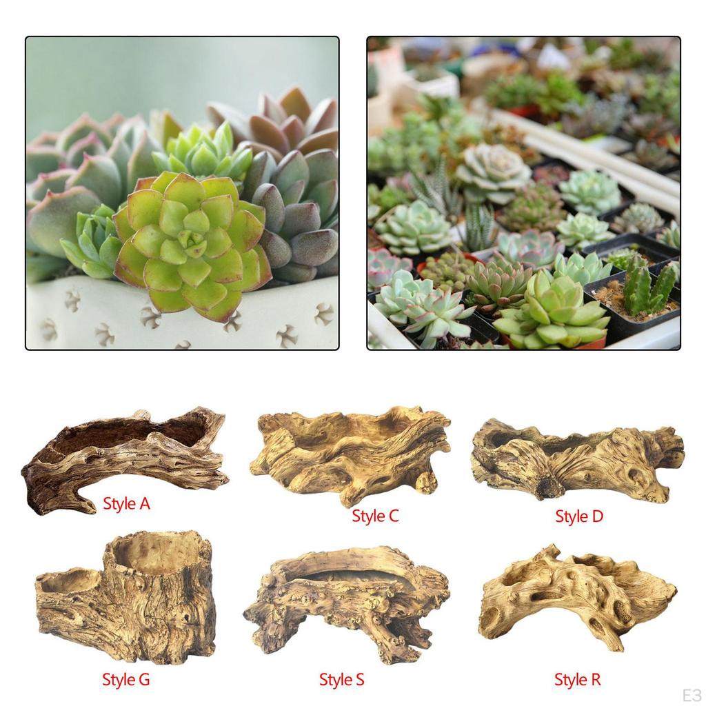 Artificial Driftwood Plante, Resin Flower Pot Container, Irregular for Outdoor