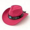 Felt Western Cowboy Hat Fashion Big Head Circumference Hat Big Brim Belt Decoration Ethnic Style Jazz Top Hat