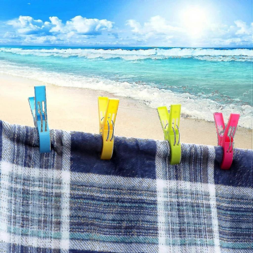 16 Pack Beach Towel Clips Chair Clips Towel Holder For Pool Chairs On Cruise-jumbo Size,plastic Clothes Pegs Hanging Clip Clamps To Keep Your Towel Fr