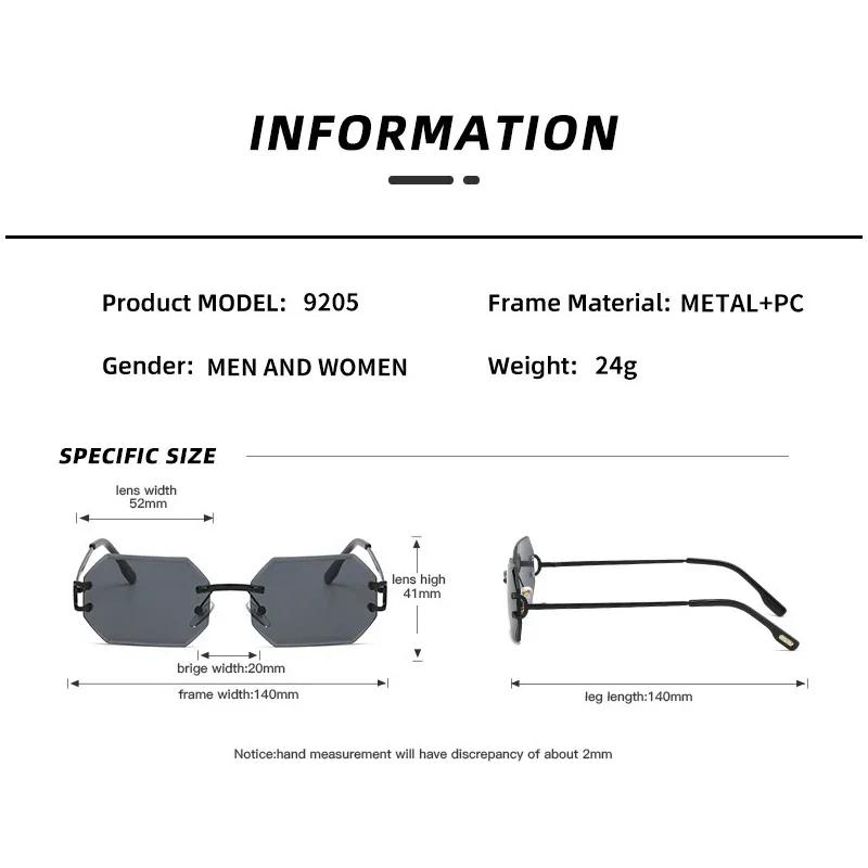 New Rimless Polygon Sunglasses Fashion Women Vintage Gradient Ocean Lenses Shades Trendy Luxury Brand Design Chic Sun Glasses