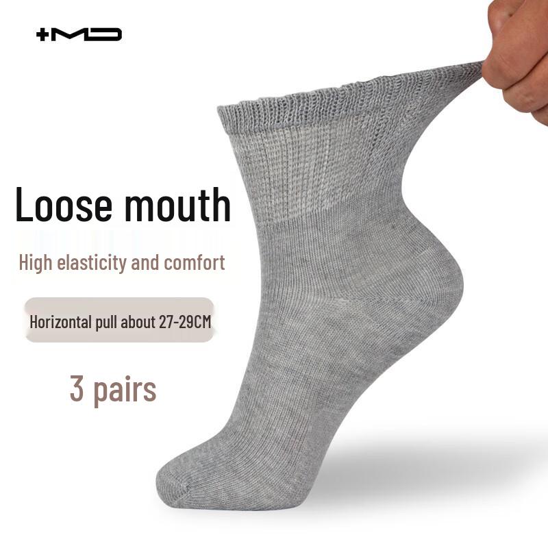 Cross MD Spring/Summer Thin Loose-Cuff Mid-Calf Socks (3 Pairs) S (35-38)
