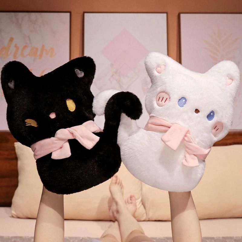 Adorable Plush Black Cat Stuffed Toy Soft And Cuddly Cartoon Kitty Pillow Gift