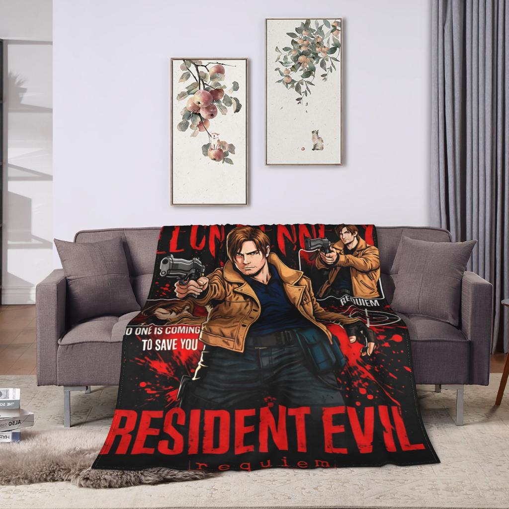 Resident Evil Leon Kennedy Plush Blanket Girls Boys  Flannel Throw Blanket For Living Room Soft Quality Bedspread Gift Idea