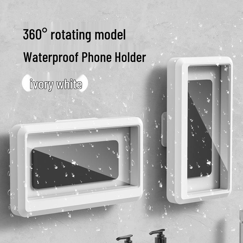 

360° Rotatable Waterproof Shower Phone Holder with Anti-Fog Touchscreen белый