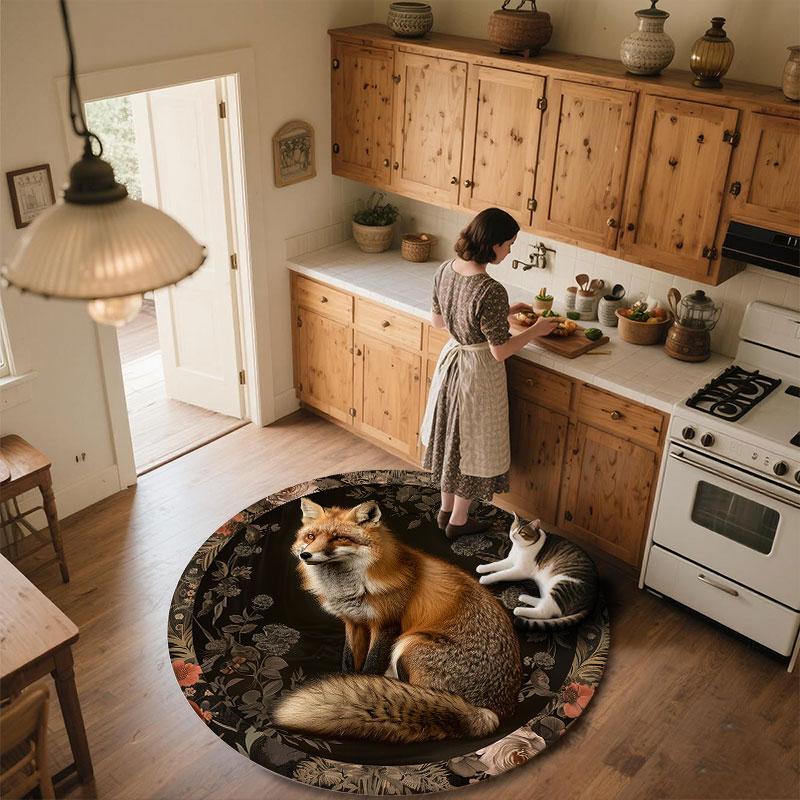Pigs, Foxes, Rabbits & Llamas pattern round rug,Carpet Rug for Living Room Bedroom Playroom ,Non-slip Floor Mat,Holiday Gifts and Birthday Gifts.