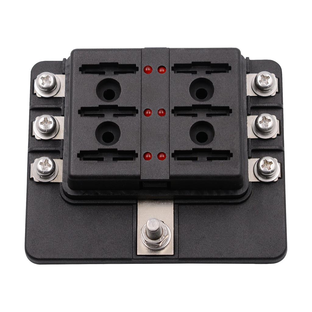 Protective Components Fuses and Accessories for Car Blade Fuse Box Holder 6 Ways Modified Terminal Block with LED Warning Light Electronic Accessories