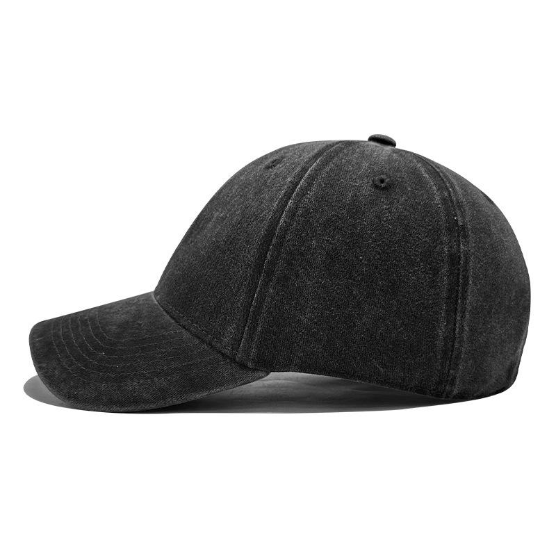 Unisex Washed Cotton Denim Baseball Cap - Distressed Plain Solid Color, Soft Sunshade Hat