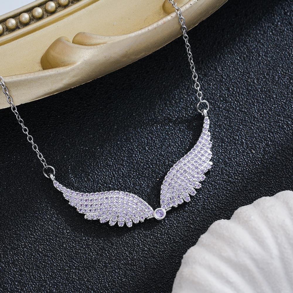 Angel Wings Diamond Necklace - Stylish, Versatile, Collarbone Chain for Women