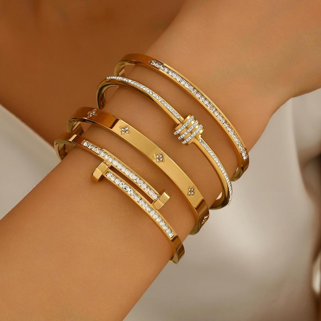 Bransoletka damska ze stali nierdzewnej w kolorze różowego złota 18K ze stali tytanowej z zapięciem na gwóźdź - biżuteria nieblaknąca