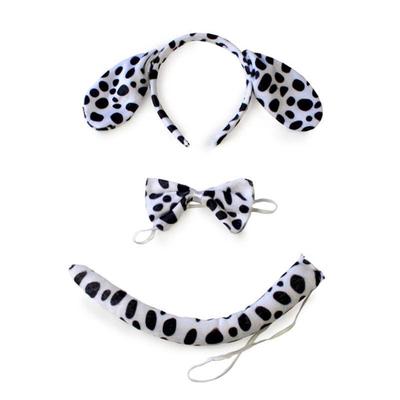 Animals Cosplay Costume Sets Kids Adult Large Dalmatian Spotty Dog Ears Headband Plush Tail Bowtie Halloween Party