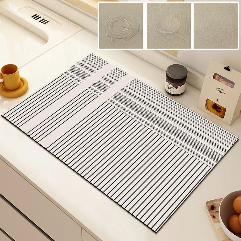 Coffee Dish Drain Pad VelveteenRubber Absorbent Dish Drying Mat Kitchen Bar Drain Pad Quick Dry Placemat Kitchen Accessories
