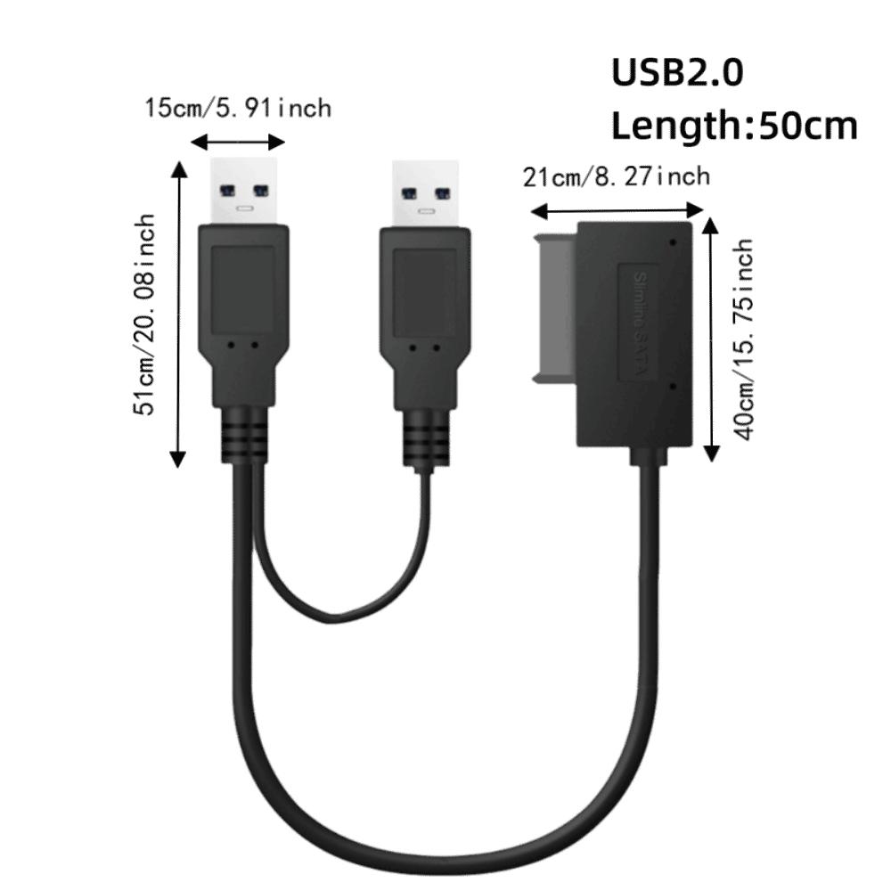 USB 2.0 USB to SATA Cable USB 3.0 Optical Drive Adapter CD DVD ROM Cable Optical Drive Replacement