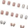 24Pcs Short Square False Nails Bow Pattern French Fake Nails Full Cover Detachable Nail Tips Press On Nails