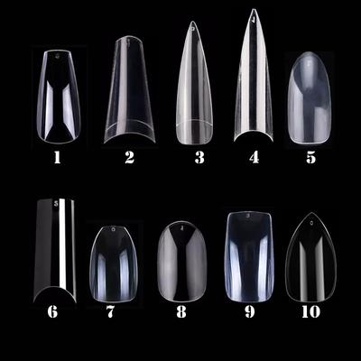 500 τμχ Coffin Fake Nail Tips Clear Natural Tips Full Cover False Acrylic Stiletto Ballerina Nails Press on Nail