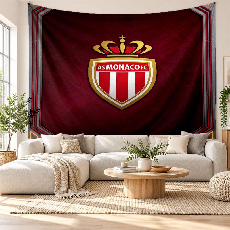 Monaco FC Wall Tapestry, Soft Fabric Wall Hanging, Decorative Backdrop For Bedroom Home Wall Art