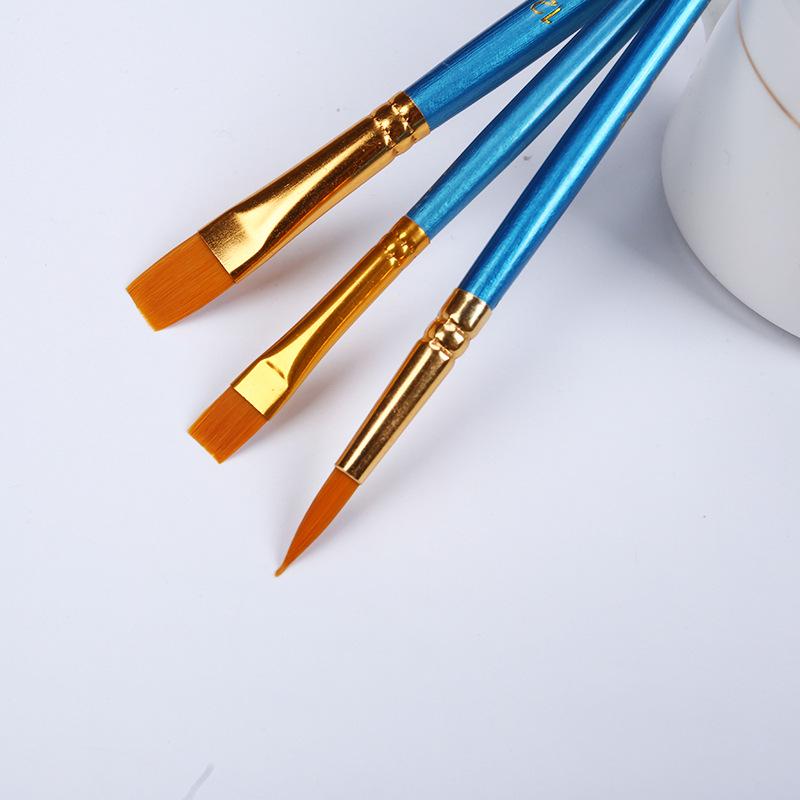 10-Piece Pearlescent Blue Nylon Paint Brush Set for Acrylic, Watercolor, and Gouache