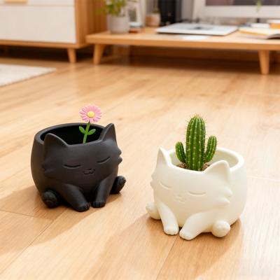 3D-gedruckter Katzen-Pflanztopf Innen Außen Tierform Sukkulenten Kräuterpflanzen Blumentopf Behälter Heim Balkon Gartendekoration