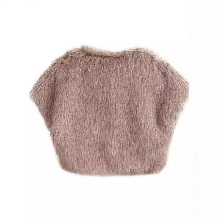 Women's imitation fur vest vest sleeveless fur cardigan cardigan evening dress wedding dress Christmas versatile