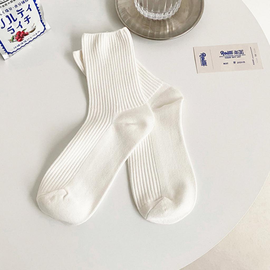 5pairs Cotton Women's Autumn and Winter Stacked Socks Sweat Absorbent Japanese Sports Mid-Calf Socks