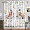 Cartoon Animals Window Curtain Living Room Watercolor Bunny Bear Eyelet Curtains Moon Print New Baby Room Drapes Free Shipping