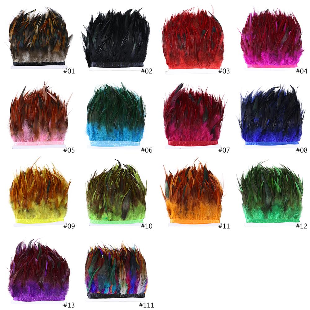 10 Meter 14 Coloful Chicken Feather Trim Fringe Diy Party Skirt Crafts Top Quality Pheasant Feathers For Sewing In Dress Decor