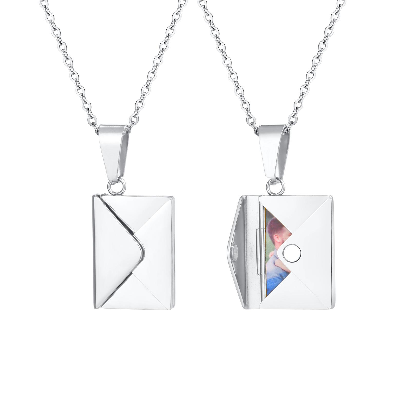 

Vnox Envelope Photo Custom Necklace For Women Girls,Stainless Steel Can Open Family Picture Gift Jewelry,Personalized Pendant 45cm