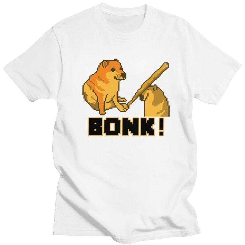 Vlastní Cheems Bonk Meme Pixel Art Trička pro Muže Krátký Rukáv Volnočasové Tričko Shiba Inu Pes Tričko 100% Bavlna Trička Nápad na Dárek