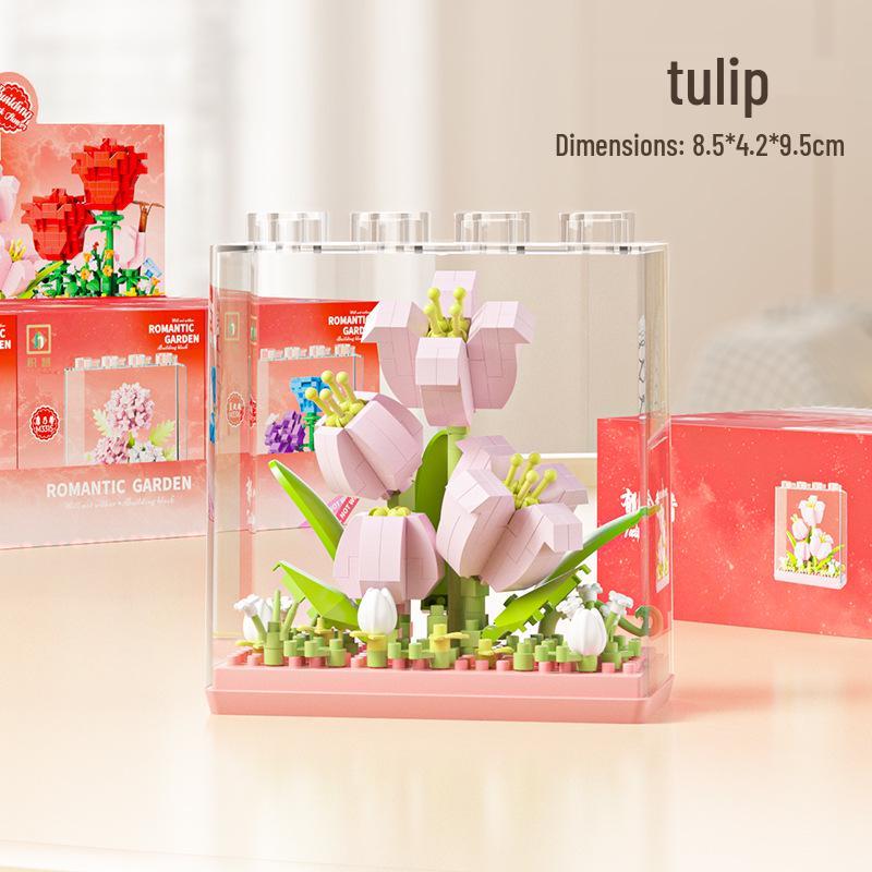 Dream Flower Box: Preserved Building Block Bouquet Set - Sunflower & Carnation. Ideal Toy for Children's Assembly.