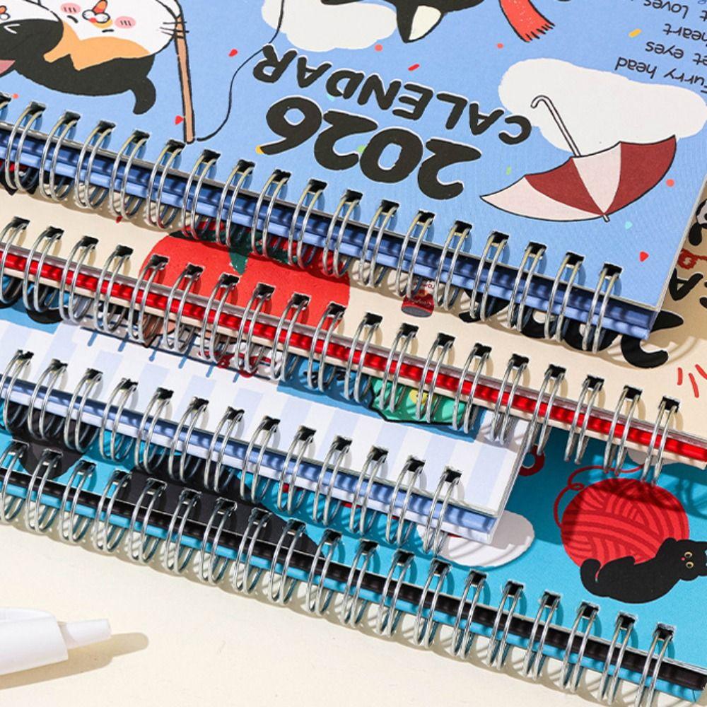 Cow Cat Series 2026 Desk Calendar Memo Notes One Month To View Tabletop Schedule Cartoon Coil Binding Monthly Calendar School